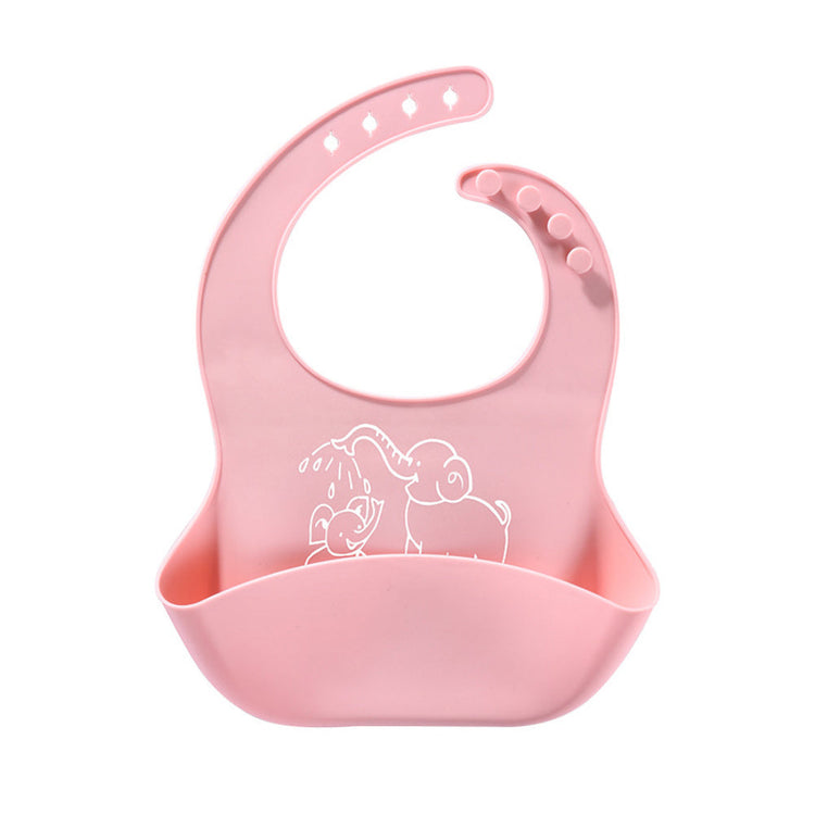 Baby food Bib baby meal silicone saliva bag Pink Iolaus