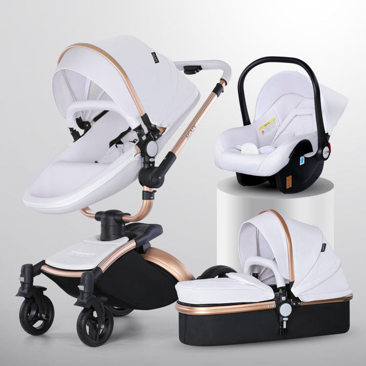High Landscape Baby Stroller 360-degree Rotation 3-in-1 Basket Foldable null