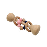 Baby Beech Wood Rattles Teething Toys Pink Iolaus