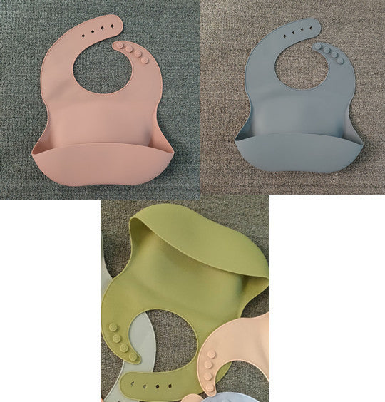 Soft Waterproof Silicone Baby Bib with Food Catcher, Baby Silicone Bib Pink Iolaus