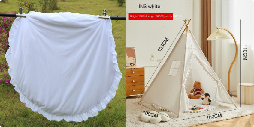 INS Round Solid Color Lace Play Mat Crawling Mat Baby Premises Pink Iolaus