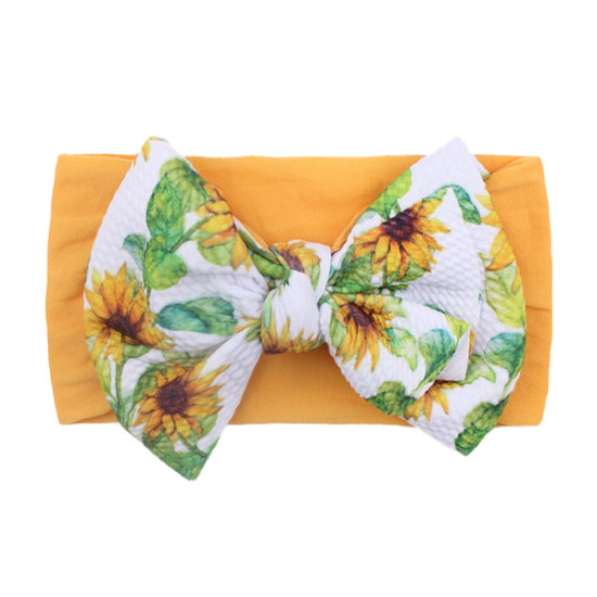 Nylon Bow Hair Band Baby Cute Soft Bow Printed Headband Baby Headscarf