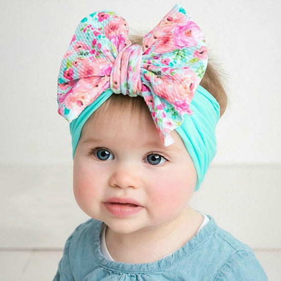 Nylon Bow Hair Band Baby Cute Soft Bow Printed Headband Baby Headscarf Pink Iolaus