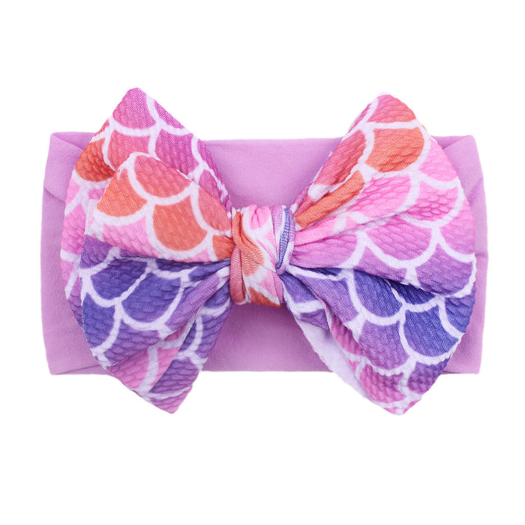 Nylon Bow Hair Band Baby Cute Soft Bow Printed Headband Baby Headscarf Pink Iolaus
