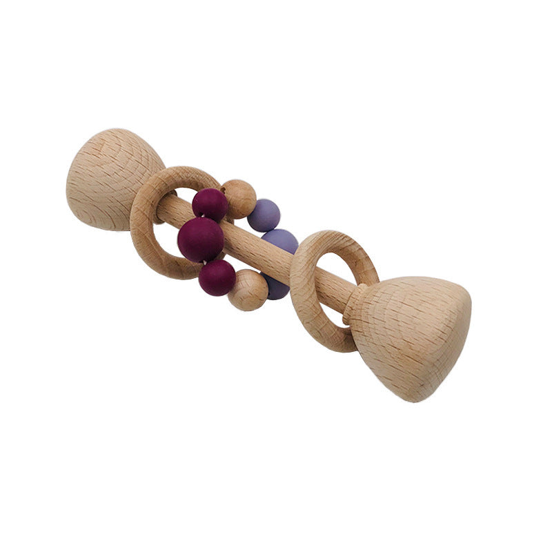 Baby Beech Wood Rattles Teething Toys Pink Iolaus